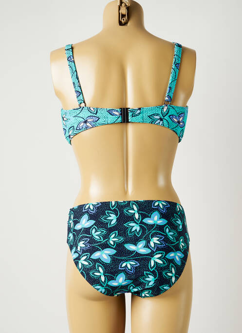 Maillot de bain 2 pièces stretch haut soutien-gorge emboitant bleu SUNMARIN femme