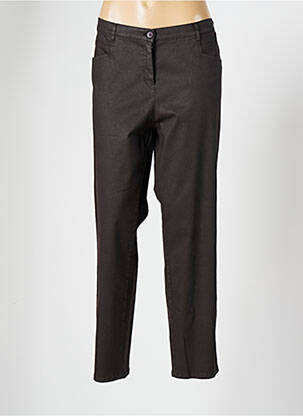 Pantalon slim tissage popeline taille normale marron FRANK WALDER femme
