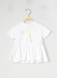 Robe mi-longue manches courtes manches courtes blanc BALMAIN fille