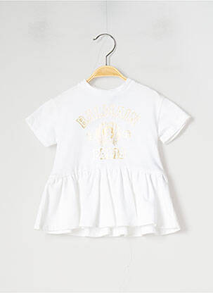 Robe mi-longue manches courtes manches courtes blanc BALMAIN fille