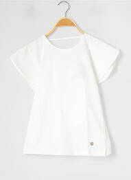 T-shirt tissage jersey manches courtes blanc LANVIN fille