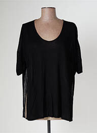 Pull finition bords-côtes manches courtes noir POLES femme