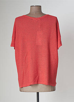 Pull coupe droite manches courtes orange POLES femme