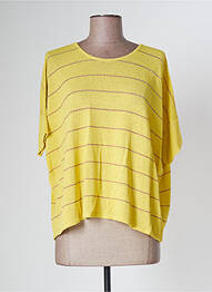 Pull stretch manches courtes jaune POLES femme