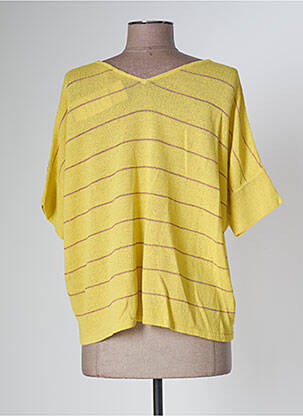 Pull coupe droite manches courtes jaune POLES femme