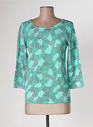 Pull finition bords-côtes manches 3/4 vert DAMART femme