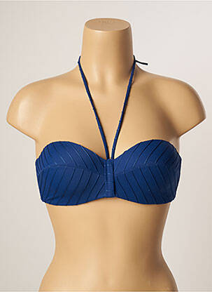 Haut de maillot de bain stretch haut soutien-gorge balconnet bleu LOU femme