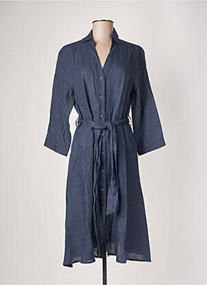 Robe mi-longue manches 3/4 manches 3/4 bleu NINATI femme