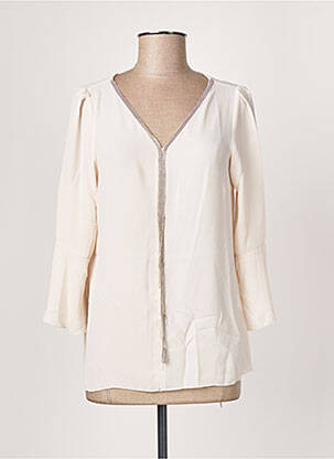 Blouse légère et transparente manches 3/4 beige NINATI femme