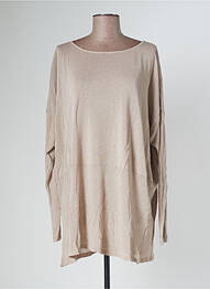 Pull tunique col rond manches longues beige POLES femme