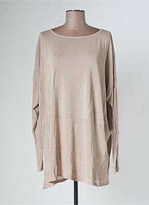 Pull tunique col rond manches longues beige POLES femme