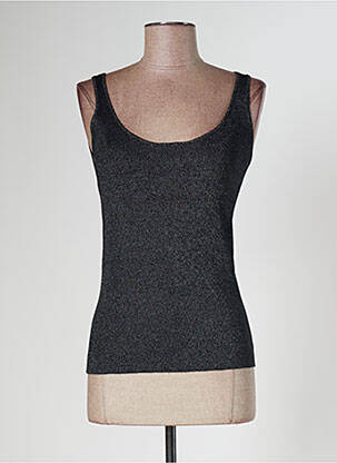 Pull tissage chiné fines bretelles gris POLES femme