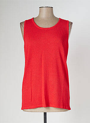 Pull coupe cintrée sans manche rouge POLES femme