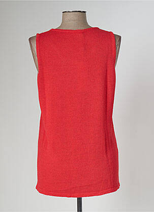Pull coupe cintrée sans manche rouge POLES femme