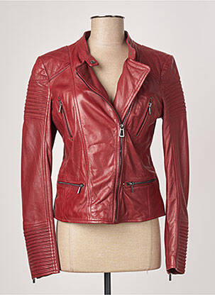 Veste en cuir rouge ROSE GARDEN pour femme