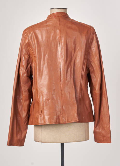 Veste en cuir marron ROSE GARDEN pour femme