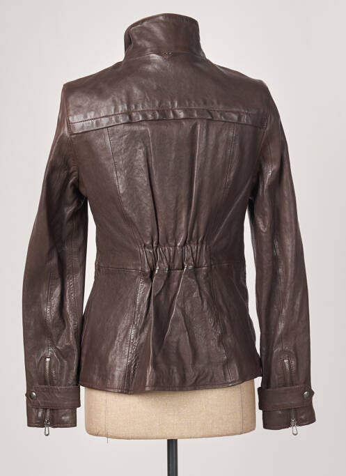 Veste en cuir marron ROSE GARDEN pour femme