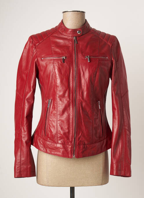 Veste en cuir rouge ROSE GARDEN pour femme