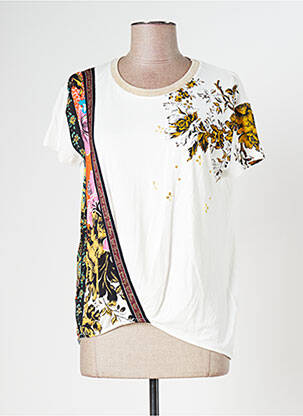 T-shirt sérigraphie manches courtes blanc DESIGUAL femme