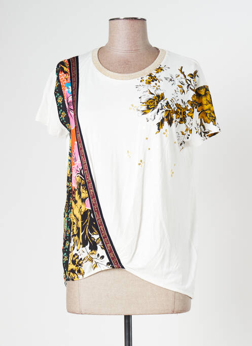 T-shirt sérigraphie manches courtes blanc DESIGUAL femme