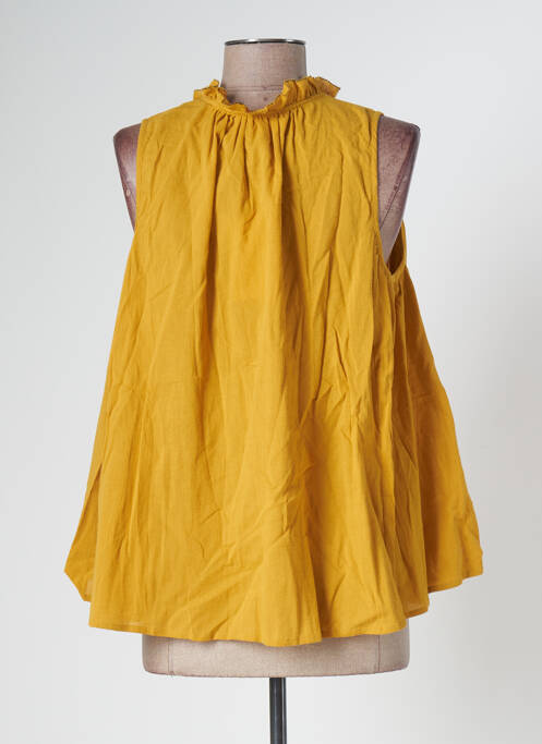 Top col v sans manche jaune THE KORNER femme