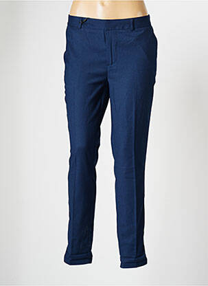 Pantalon chino broderie galons latéraux taille normale bleu TEDDY SMITH femme