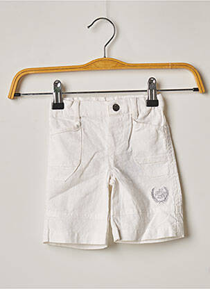 Bermuda fermeture zippée sous rabat boutonné taille ajustable blanc 3 POMMES garcon