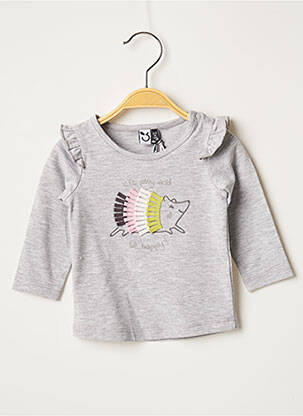 T-shirt coupe cintrée manches longues gris 3 POMMES fille