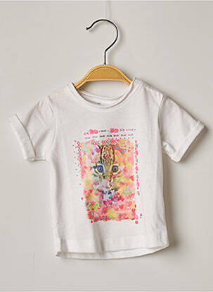 T-shirt coupe cintrée manches courtes blanc 3 POMMES fille