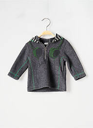 Sweat-shirt à capuche col v manches longues gris 3 POMMES garcon