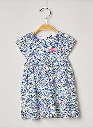 Robe mi-longue doublure manches courtes bleu 3 POMMES fille