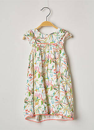 Robe mi-longue doublure manches courtes blanc 3 POMMES fille