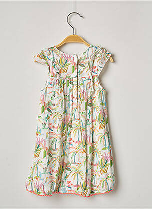 Robe mi-longue manches courtes manches courtes blanc 3 POMMES fille