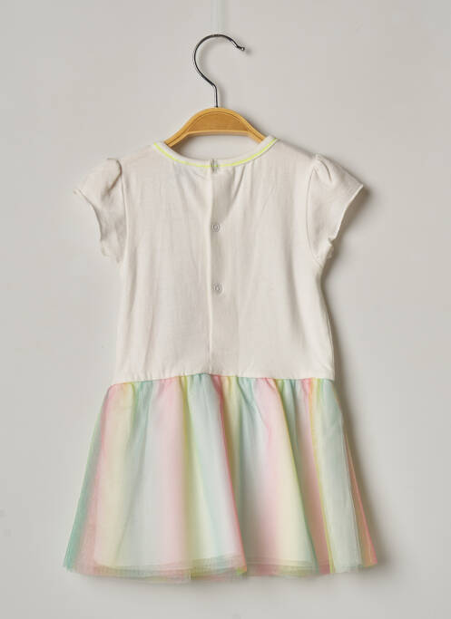 Robe mi-longue doublure manches courtes blanc 3 POMMES fille