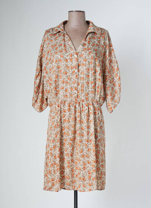 Robe mi-longue coupe fluide manches 3/4 orange SARAH JOHN femme