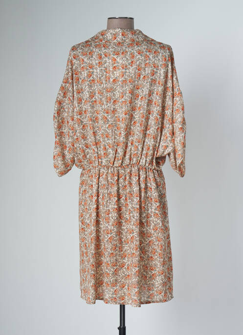 Robe mi-longue coupe fluide manches 3/4 orange SARAH JOHN femme