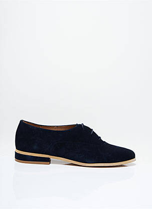 Derbies nubuck talon plat jusqu'à 3cm bleu LIMANYAA femme