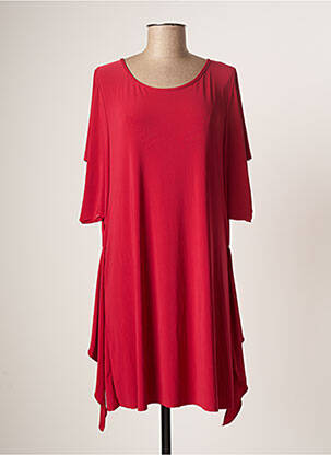 Robe mi-longue manches 3/4 manches 3/4 rouge GENIUS femme
