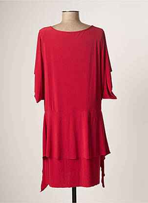 Robe mi-longue manches 3/4 manches 3/4 rouge GENIUS femme