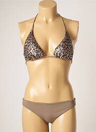 Maillot de bain 2 pièces stretch haut soutien-gorge avec mousse de rembourrage amovible marron GENIUS femme