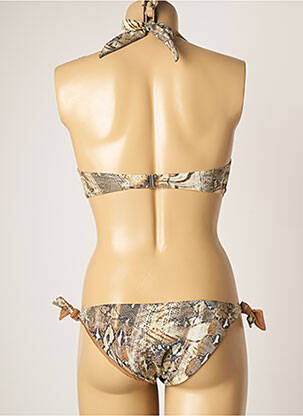 Maillot de bain 2 pièces stretch haut soutien-gorge moulé marron GENIUS femme