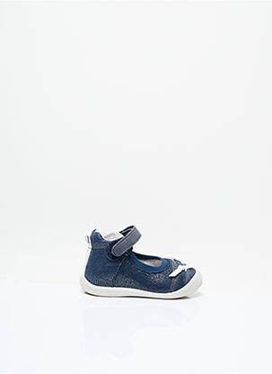 Ballerines tissage satiné talon compensé bleu BABYBOTTE fille