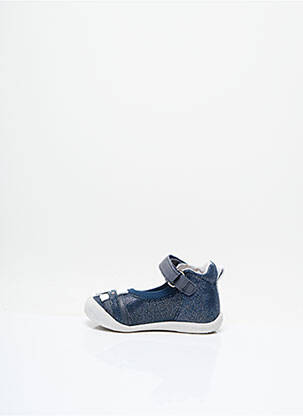 Ballerines tissage satiné talon compensé bleu BABYBOTTE fille