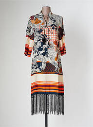 Robe mi-longue coupe fluide manches courtes orange SOVOGUE femme