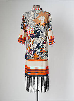 Robe mi-longue coupe fluide manches courtes orange SOVOGUE femme