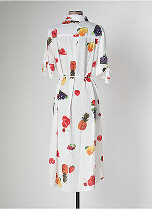 Robe mi-longue coupe fluide manches courtes blanc SOVOGUE femme