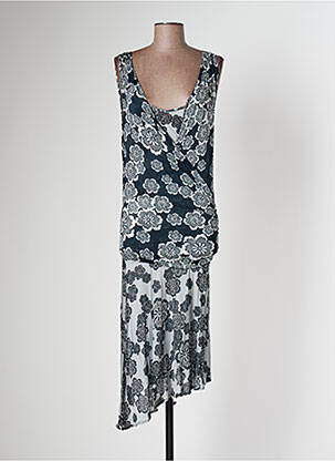 Robe longue imprimé fleurs sans manche gris KOOKAI femme
