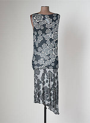 Robe longue imprimé fleurs sans manche gris KOOKAI femme