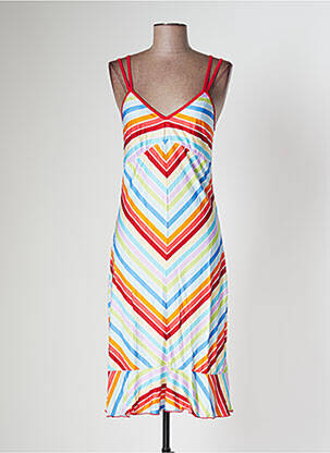 Robe mi-longue coupe fluide fines bretelles bleu KOOKAI femme