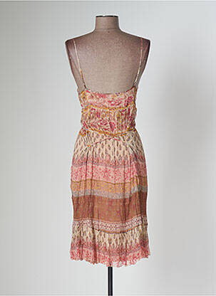 Robe mi-longue imprimé fantaisie fines bretelles beige KOOKAI femme